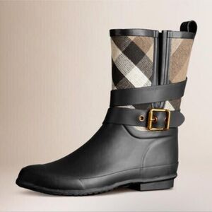 Burberry Holloway Plaid mid-calf rain boots